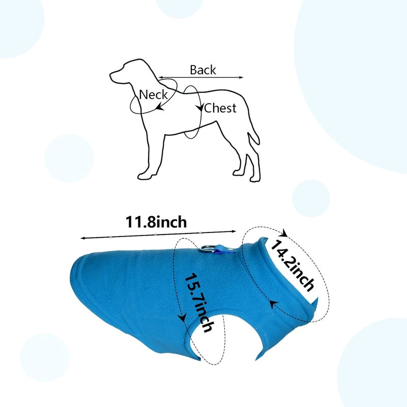 Sucrain Dog Fleece Vest Soft Pet Jacket with Leash O-Ring Winter Warm Pet Pullover Coat for Small Dog(Blue, Medium) - Image 3